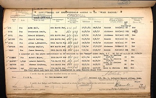 Allan Lister Bramwell War Badge Roll