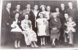 Supplied by Shirley Bramwell; The wedding of Doris Lister Bramwell & Clifford Smith in Gateshead in 1951. Back Row L to R Stan L Bramwell, Ron L Bramwell, unknown, Cliff Smith, Doris L Bramwell, William L Bramwell, Sadie Bramwell, John Bramwell, unknown.
Front Row L to R Elizabeth Bramwell & Gloria on lap, unknown, Ann Bramwell, Mary Bramwell, Joshua L Bramwell & Yvonne L Bramwell on lap